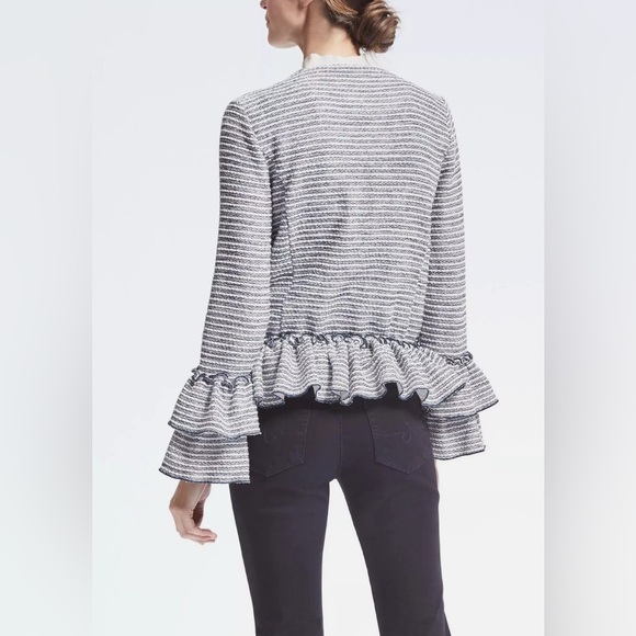 Banana Republic Striped Ruffle Sleeve Jacket - Picture 3 of 15
